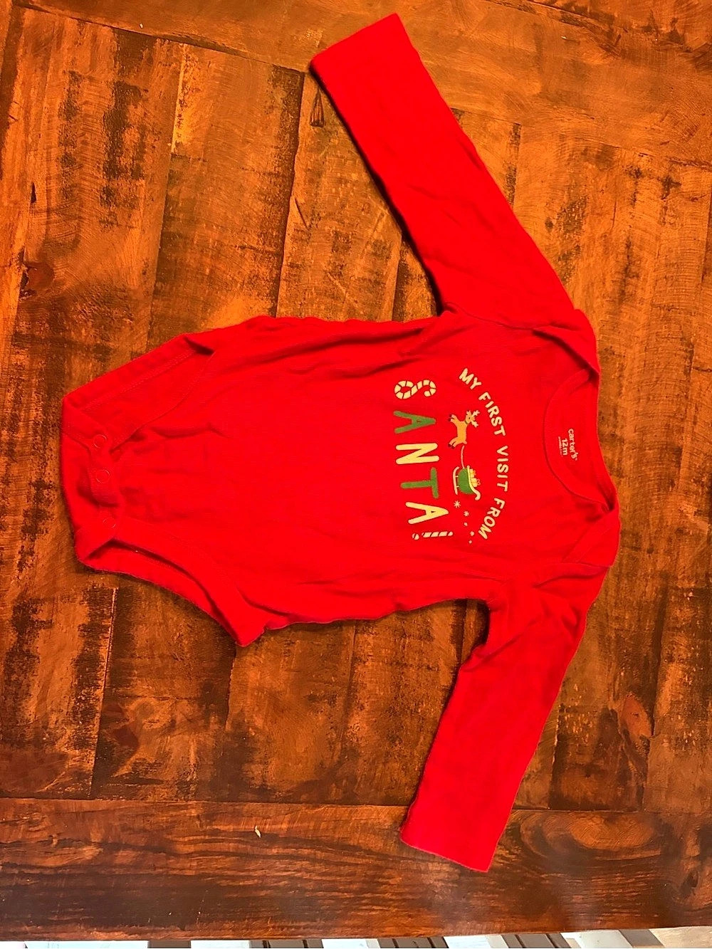 Carter's Size 12 Months Red Long Sleeve Tee Christmas